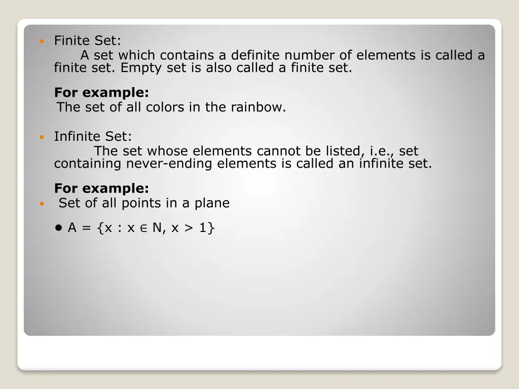 finite set a set which contains a definite number