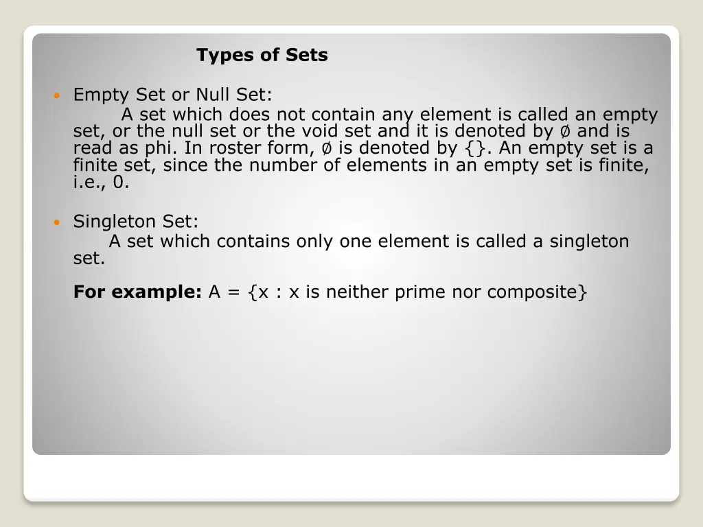 types of sets