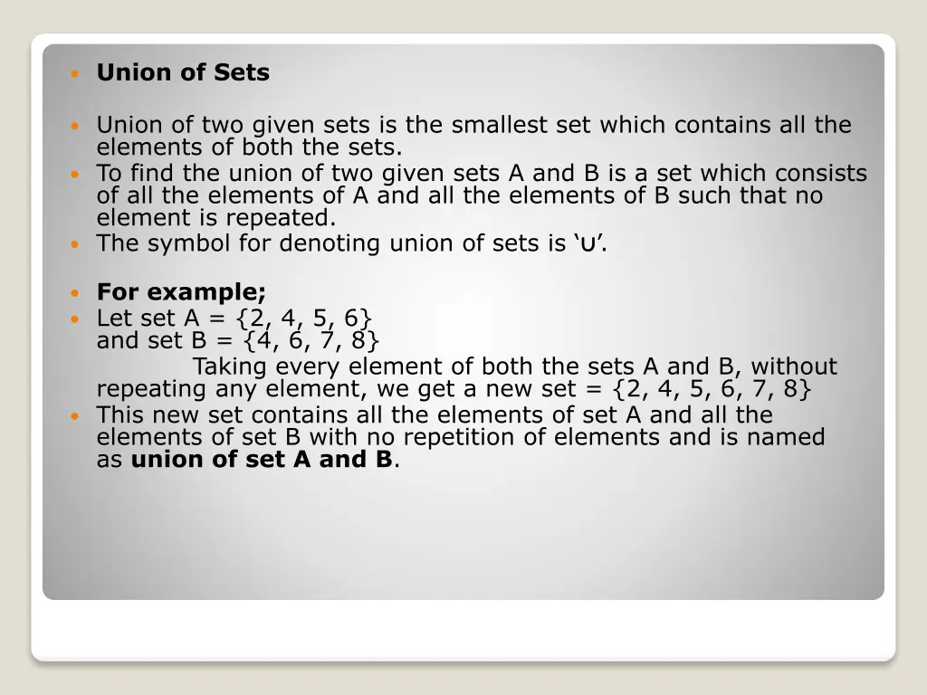 union of sets