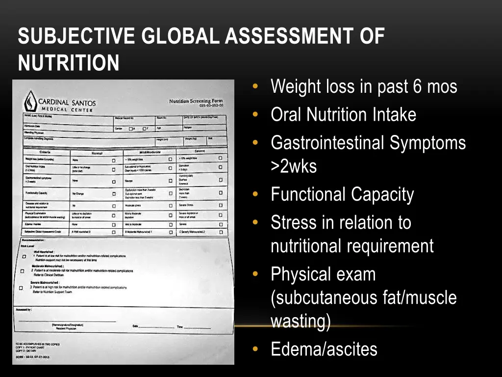 subjective global assessment of nutrition