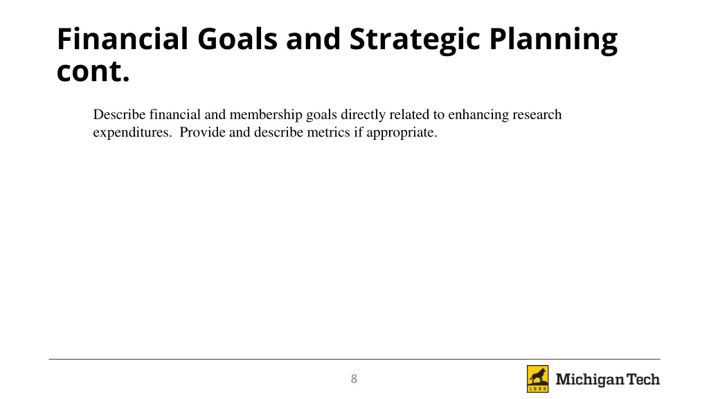 financial goals and strategic planning cont
