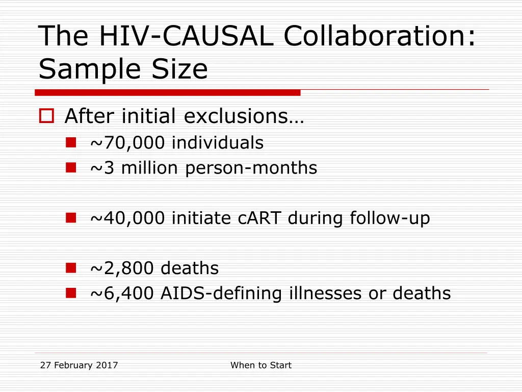 the hiv causal collaboration sample size