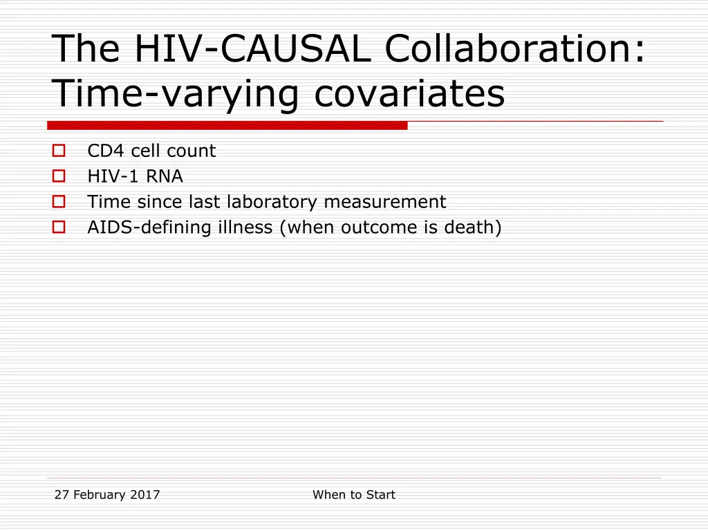 the hiv causal collaboration time varying