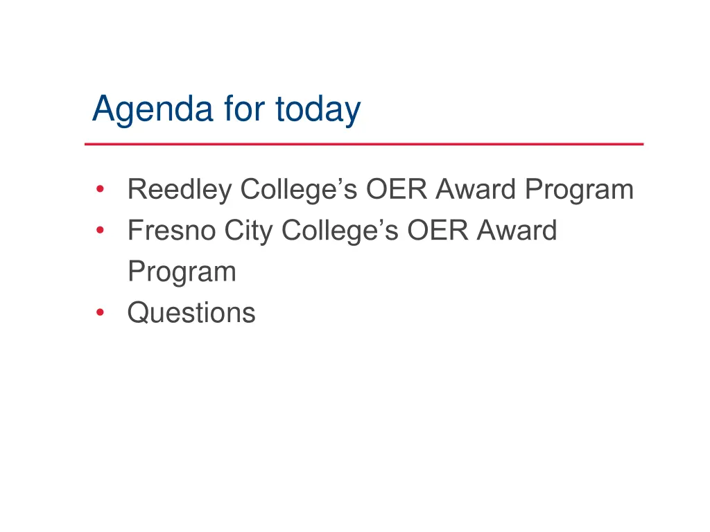 agenda for today