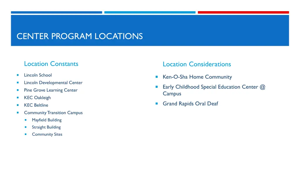 center program locations