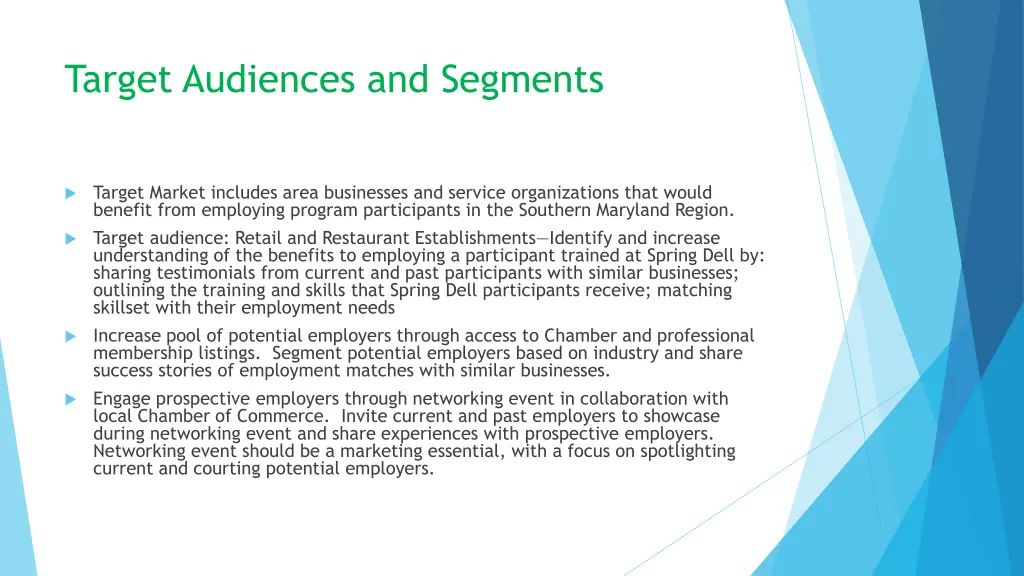 target audiences and segments