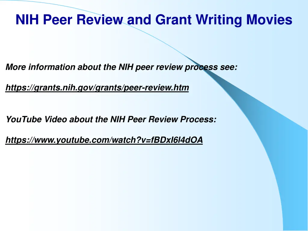 nih peer review and grant writing movies