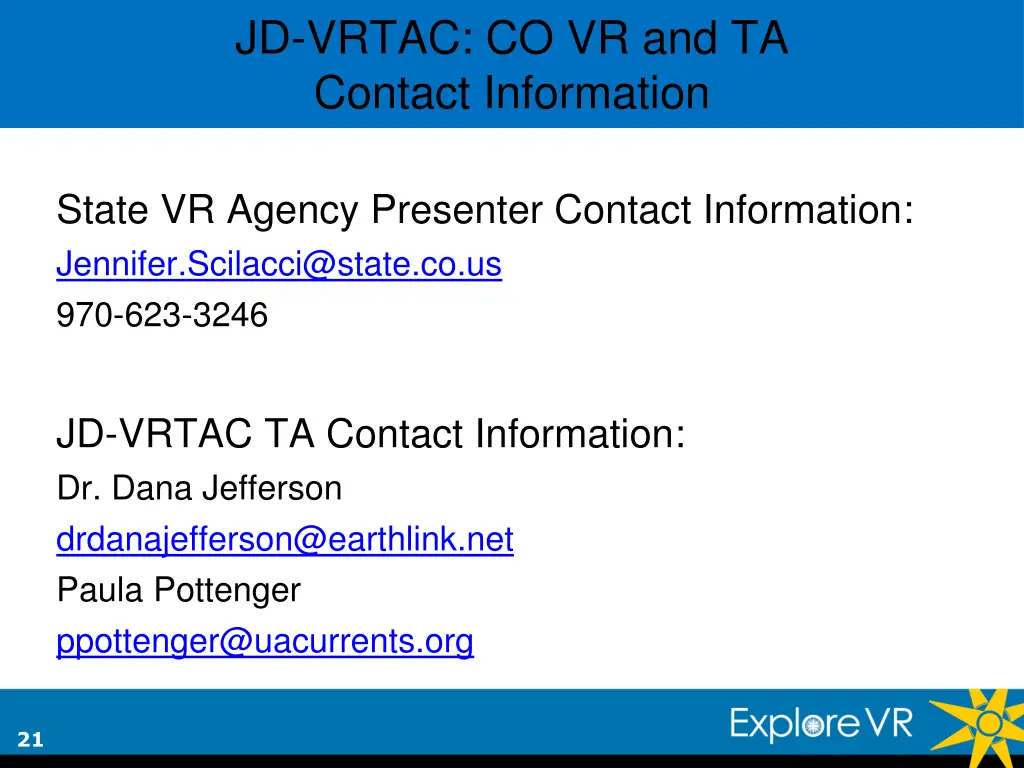 jd vrtac co vr and ta contact information