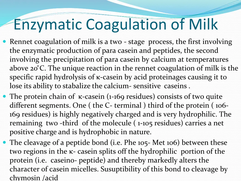 enzymatic coagulation of milk