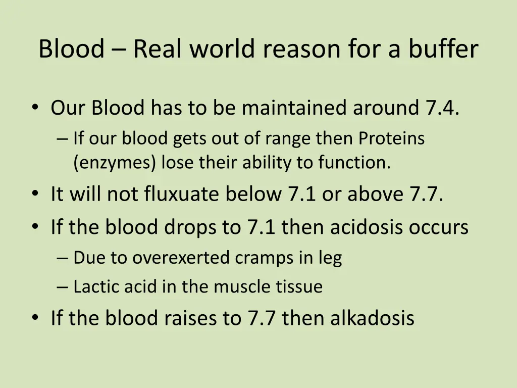 blood real world reason for a buffer