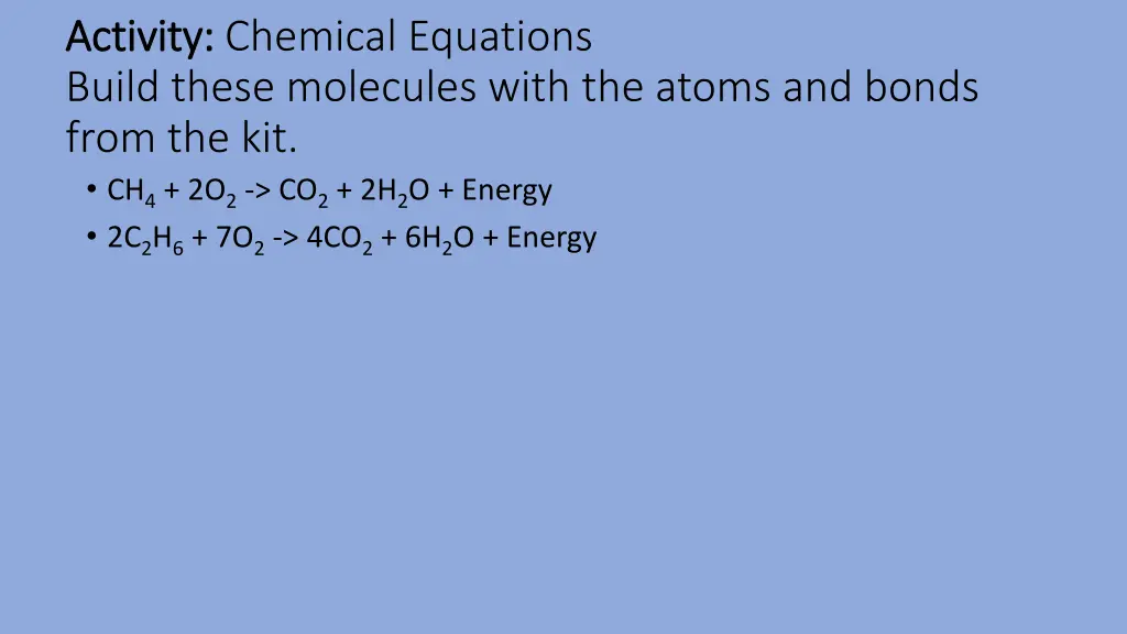 activity activity chemical equations build these