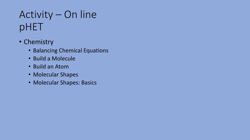activity on line phet