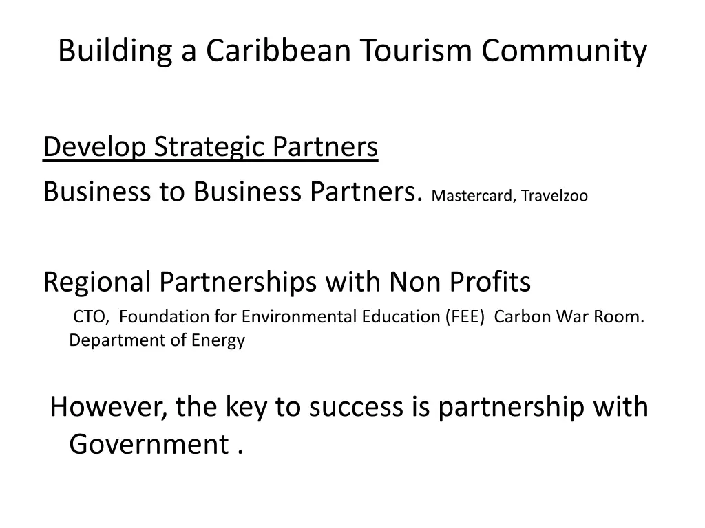 building a caribbean tourism community