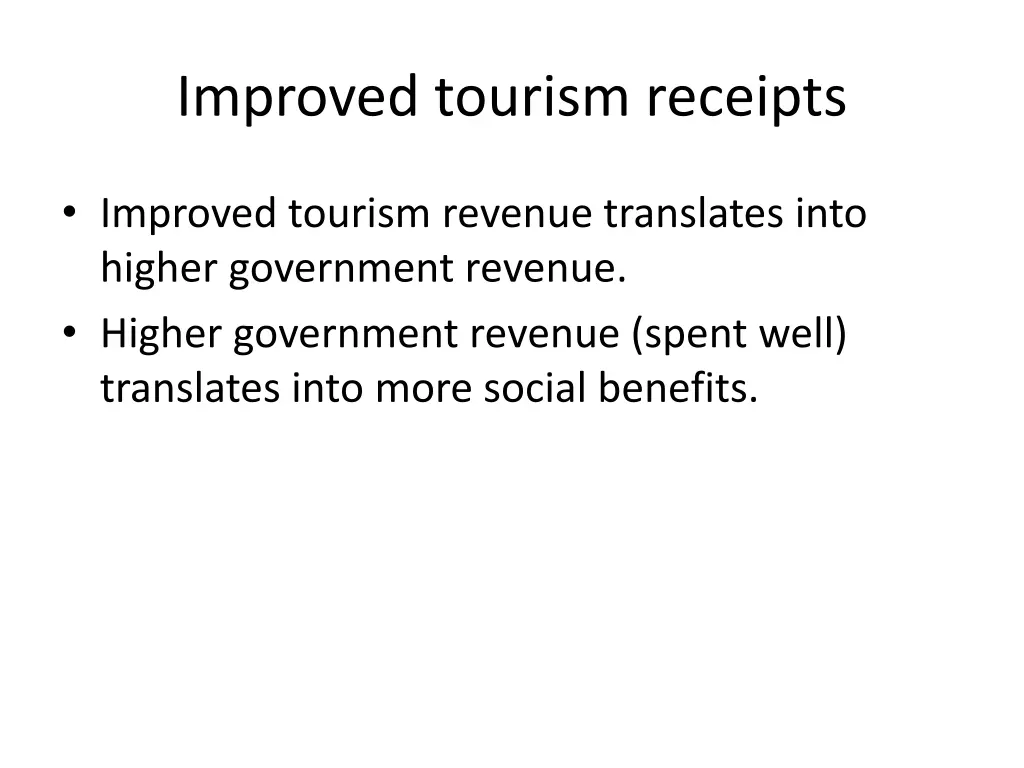 improved tourism receipts
