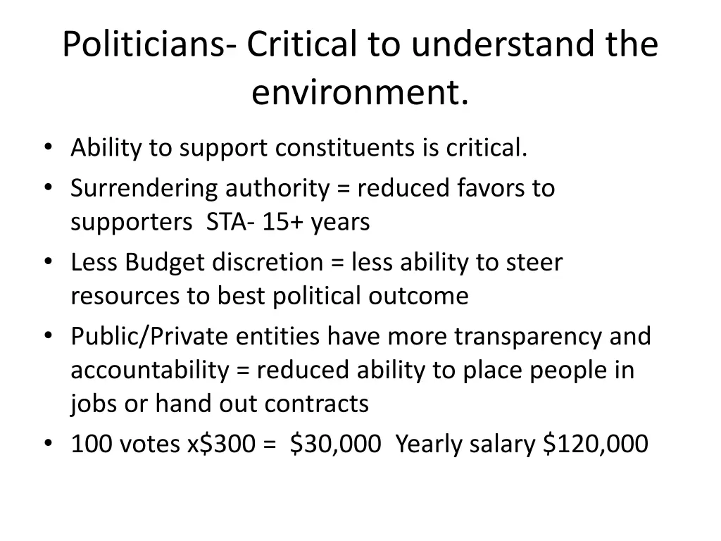 politicians critical to understand the environment