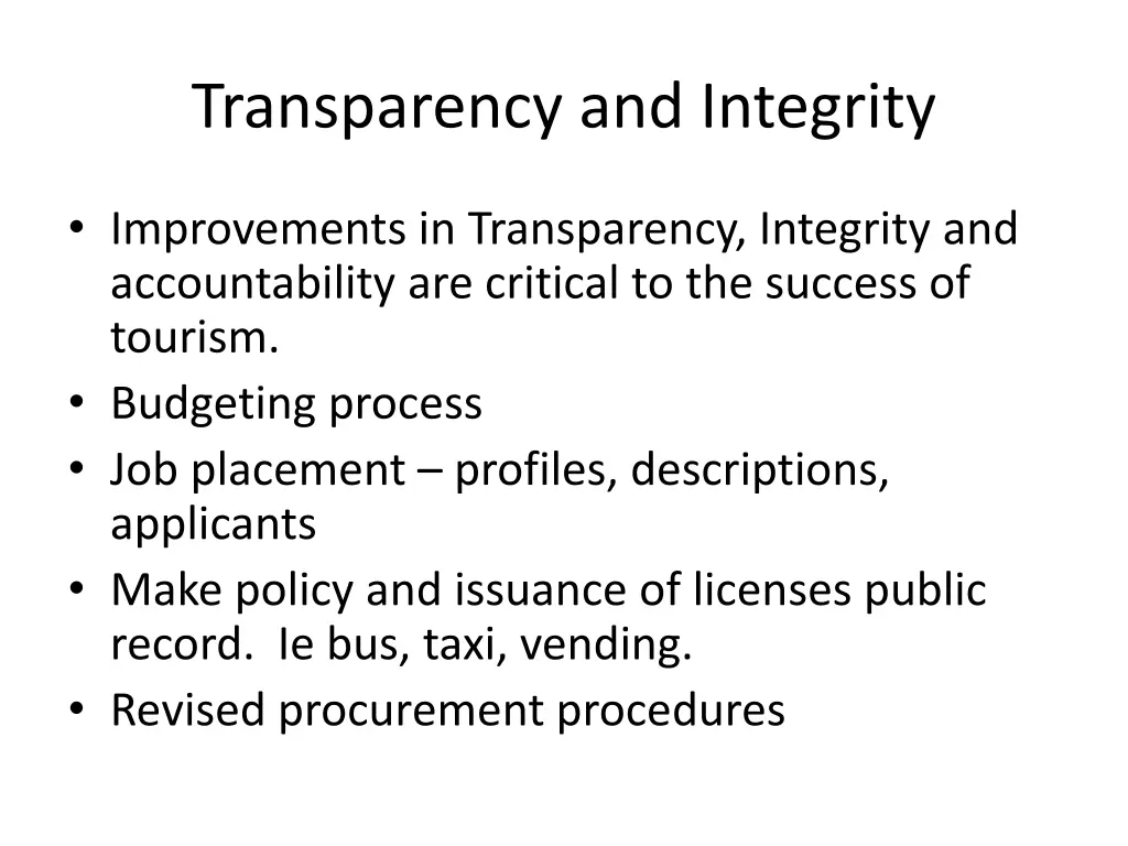 transparency and integrity