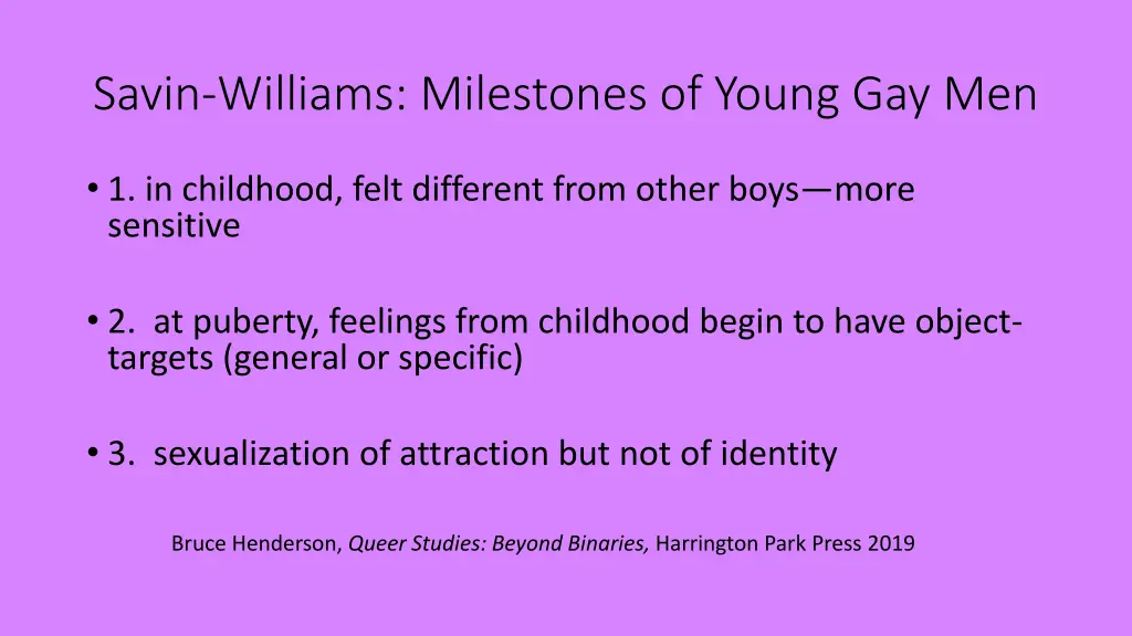 savin williams milestones of young gay men