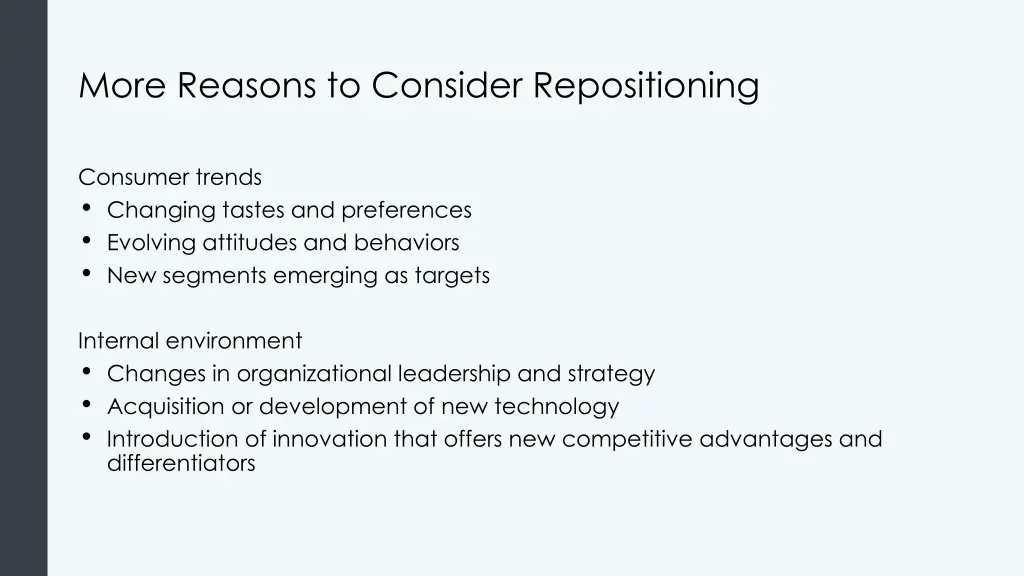 more reasons to consider repositioning