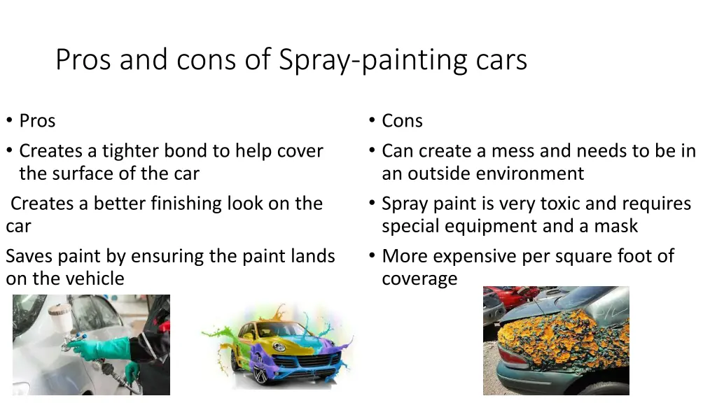 pros and cons of spray painting cars