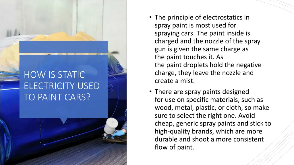 the principle of electrostatics in spray paint