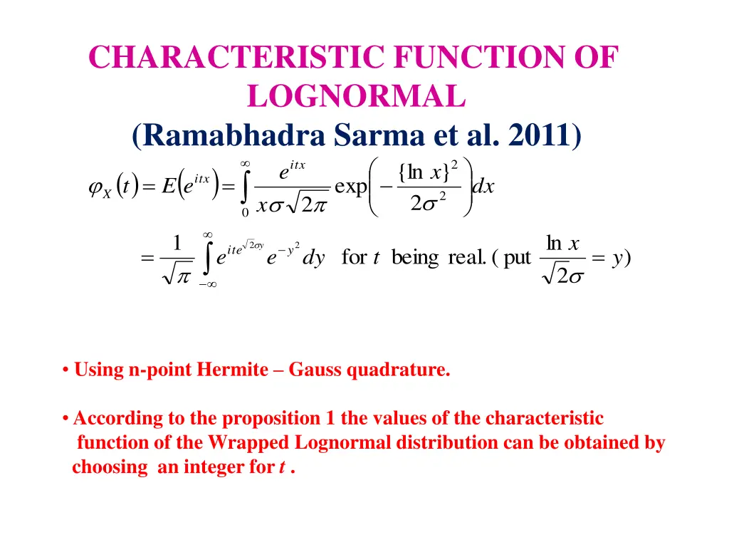 characteristic function of lognormal ramabhadra