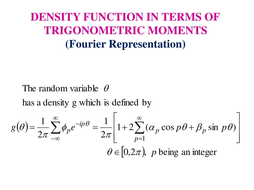 density function in terms of trigonometric