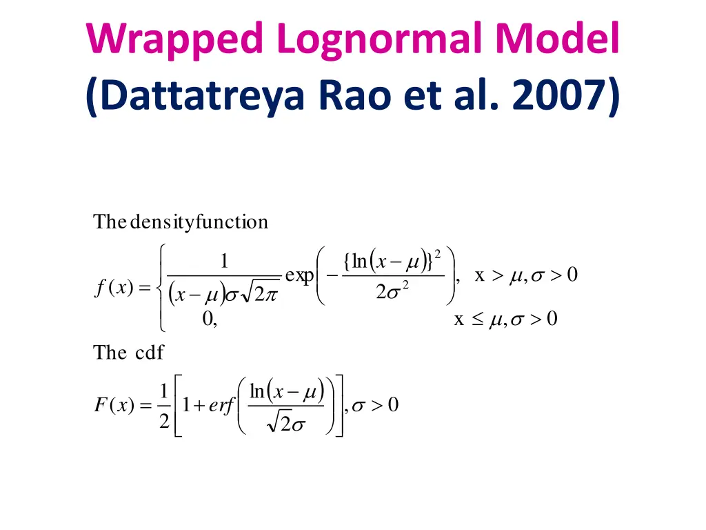 wrapped lognormal model dattatreya rao et al 2007