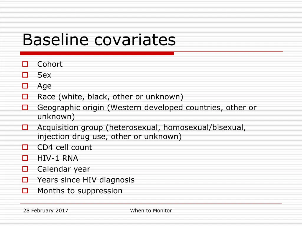 baseline covariates