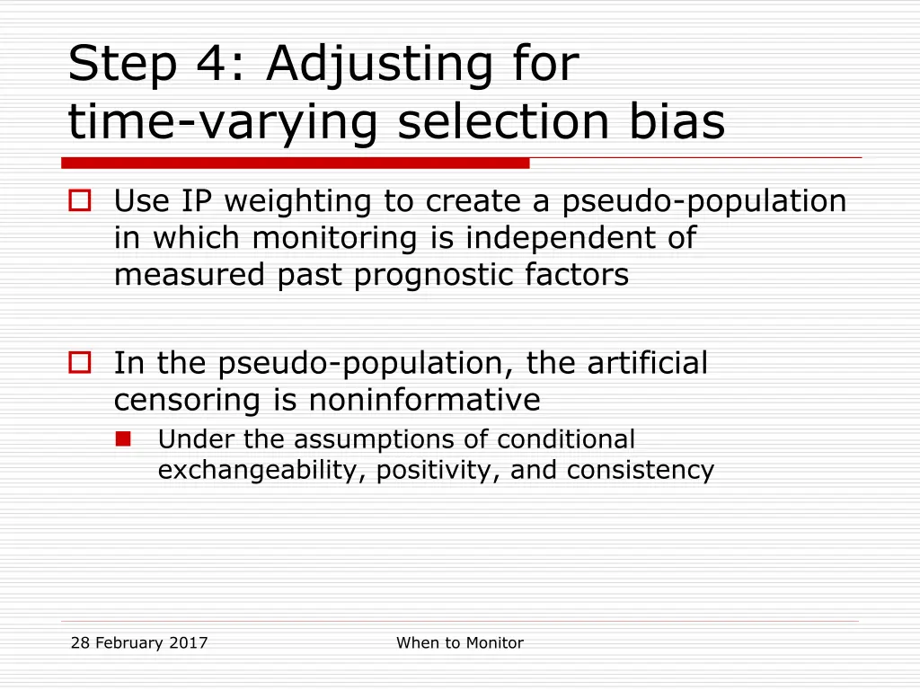 step 4 adjusting for time varying selection bias