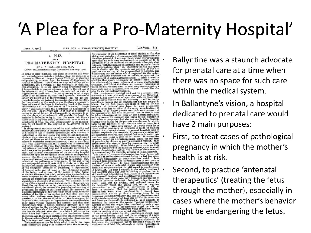a plea for a pro maternity hospital
