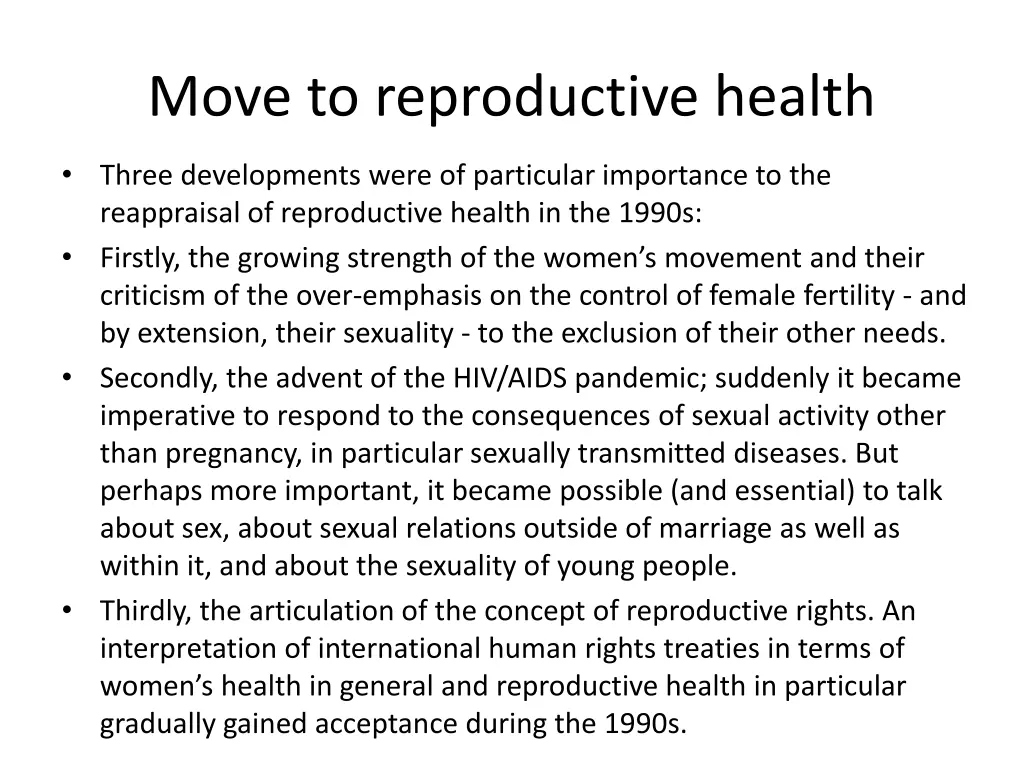 move to reproductive health