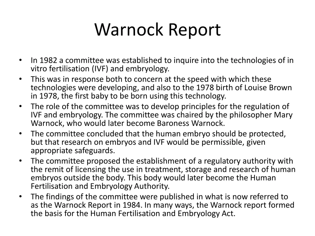 warnock report