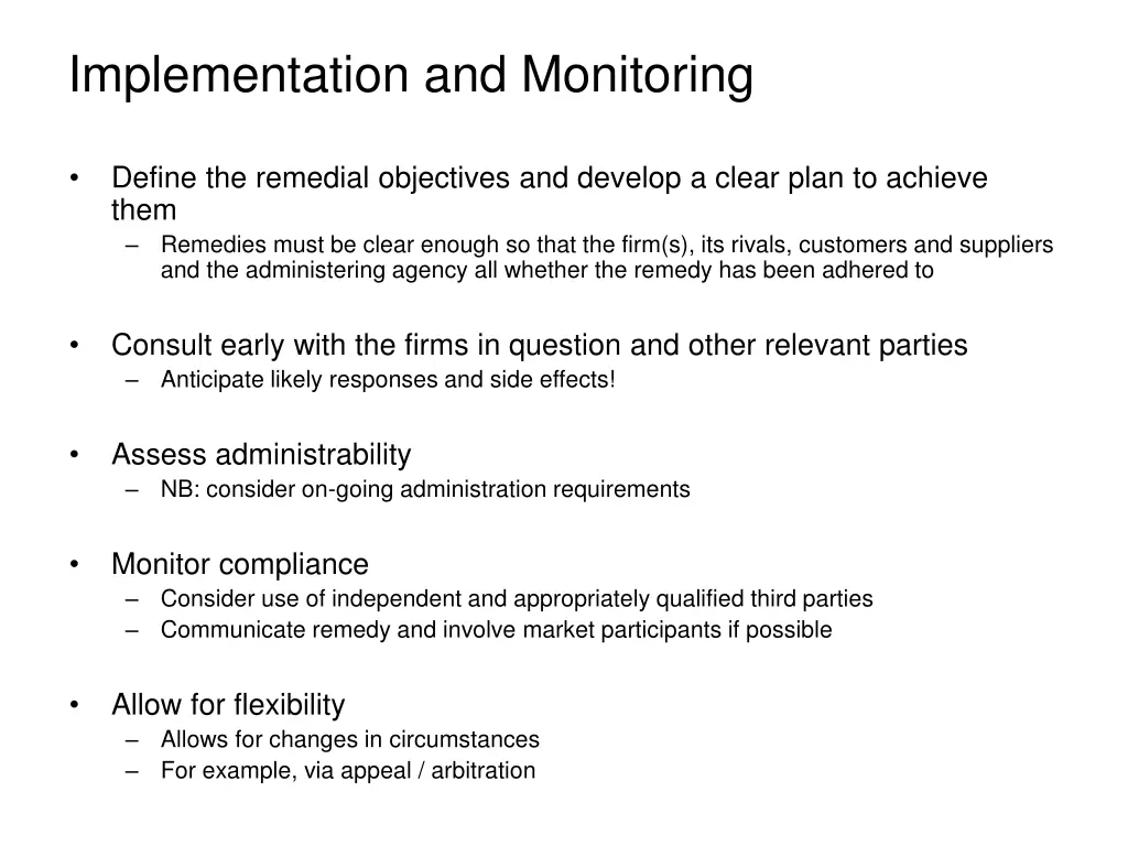 implementation and monitoring