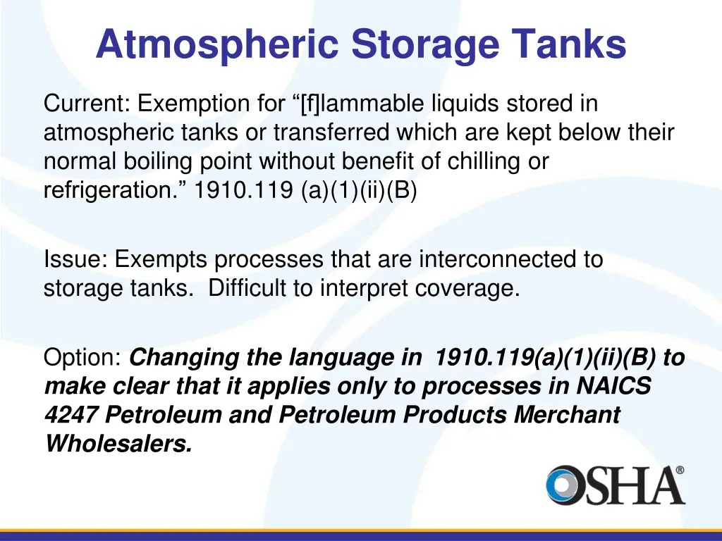atmospheric storage tanks