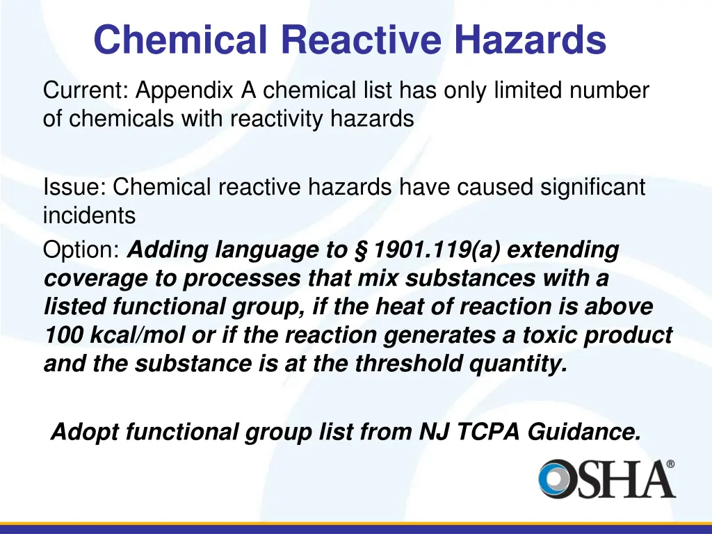 chemical reactive hazards