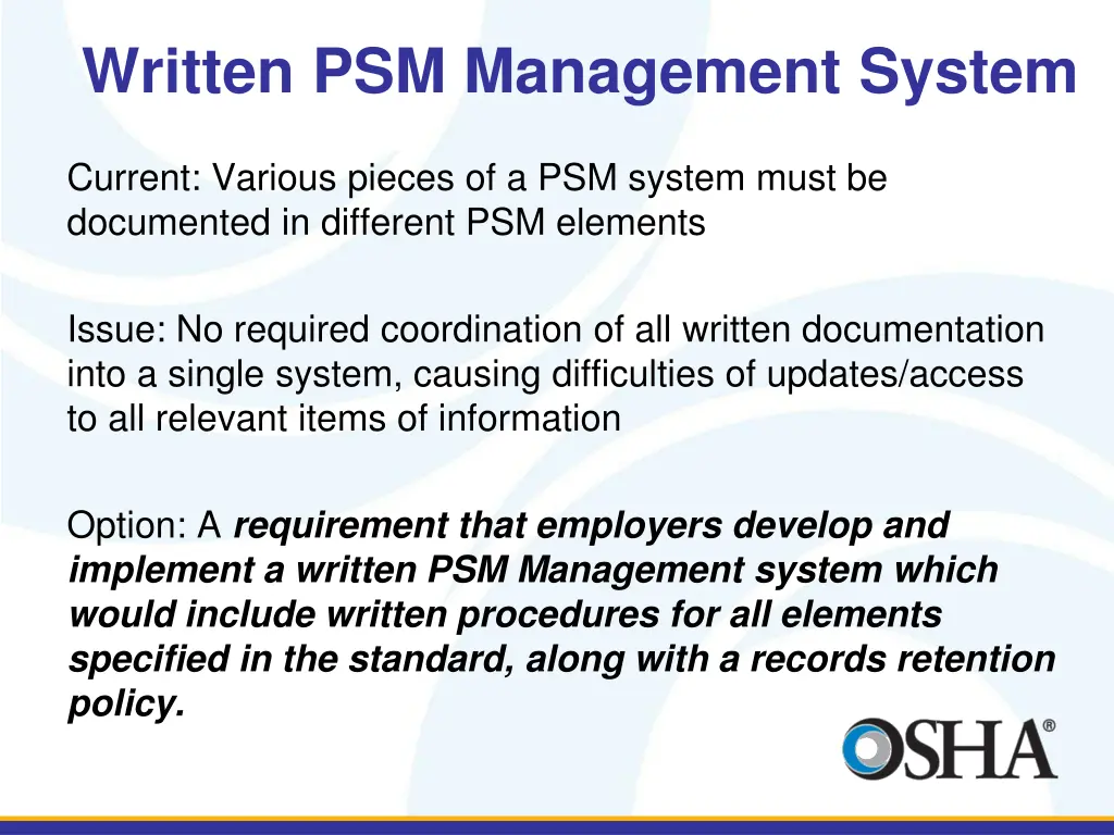 written psm management system