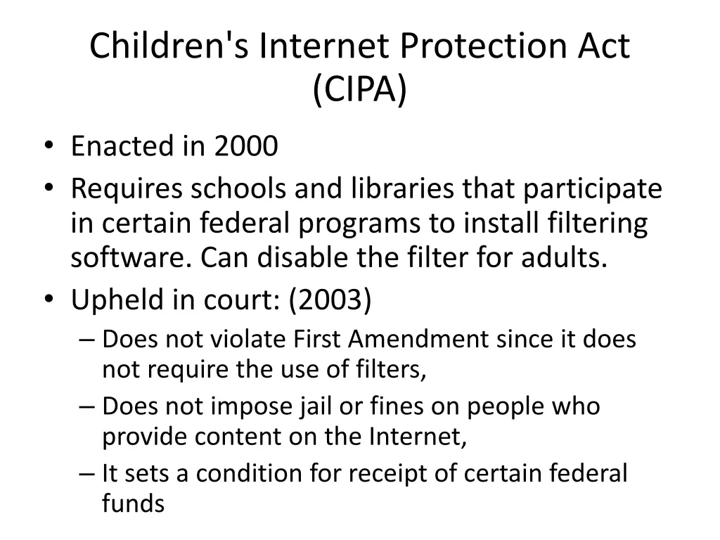 children s internet protection act cipa enacted