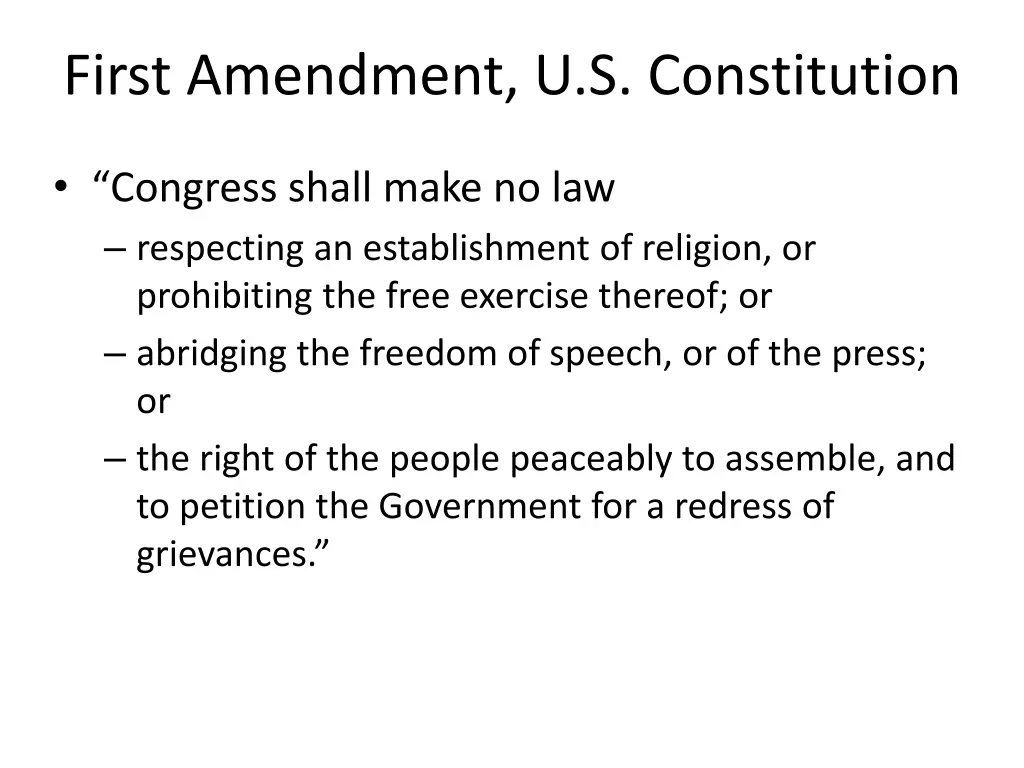 first amendment u s constitution