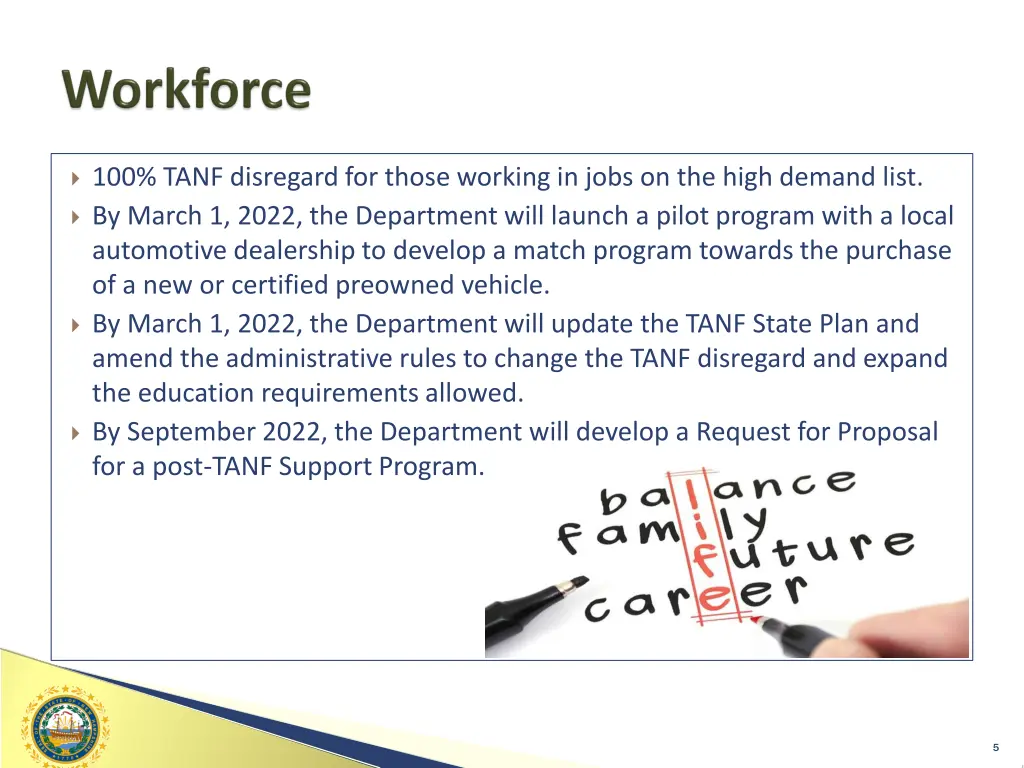100 tanf disregard for those working in jobs