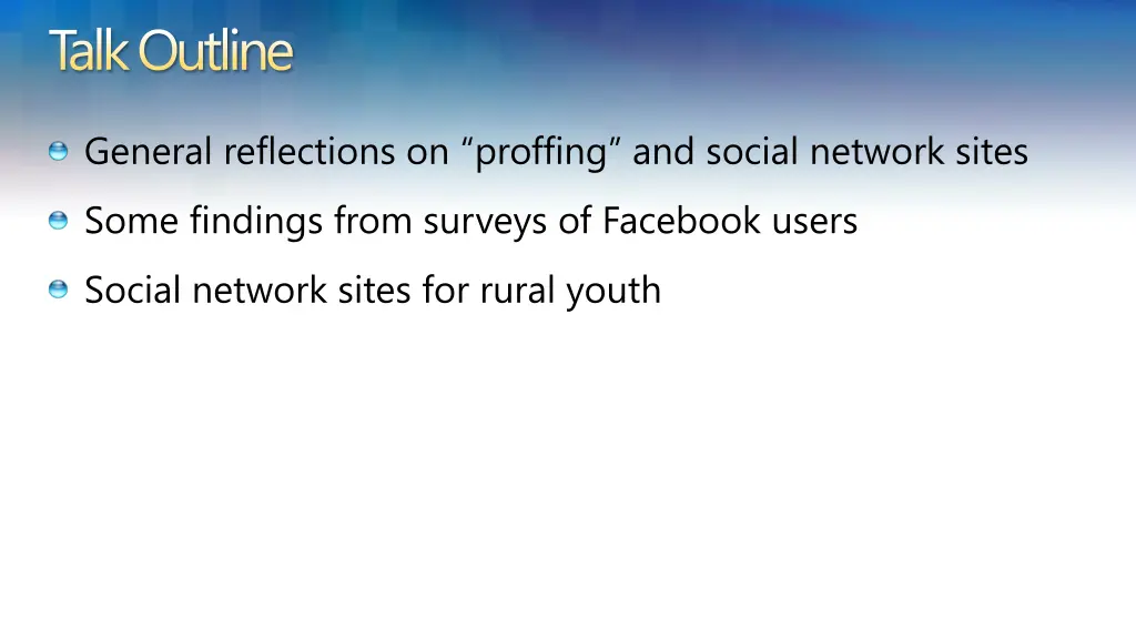 talk outline