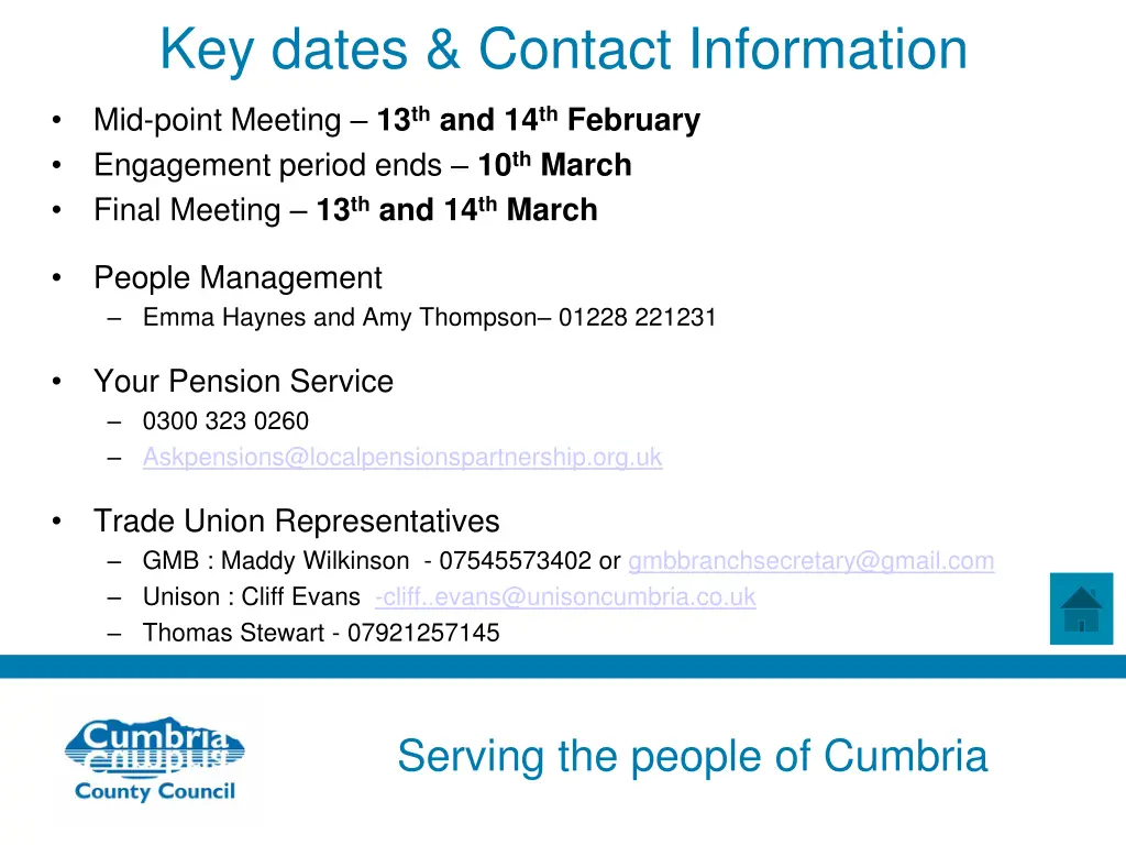key dates contact information