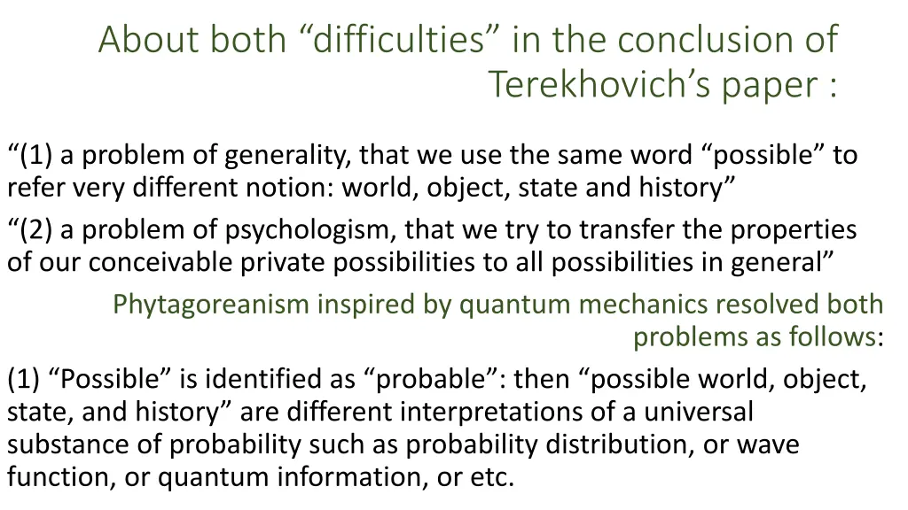 about both difficulties in the conclusion of