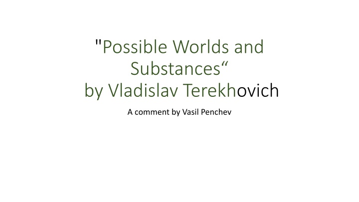 possible worlds and substances by vladislav