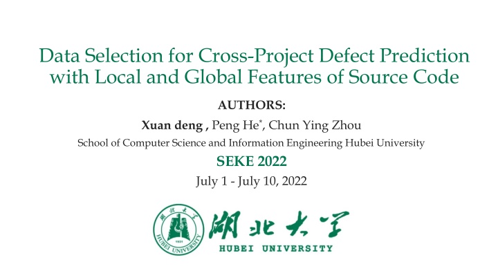 data selection for cross project defect