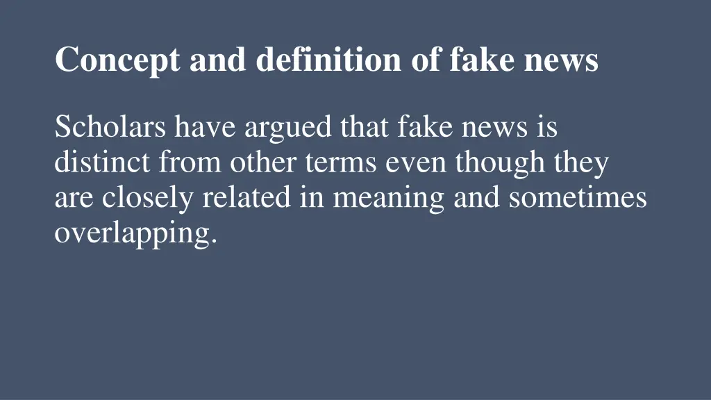 concept and definition of fake news