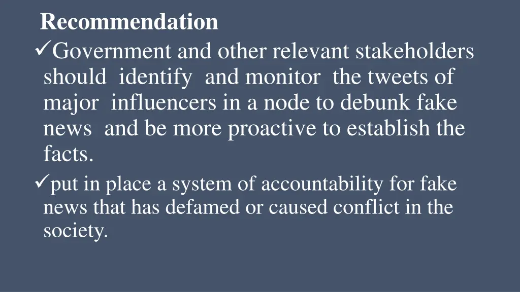 recommendation government and other relevant