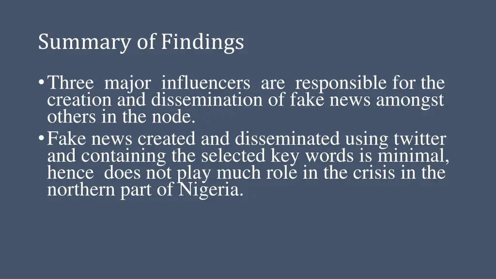 summary of findings