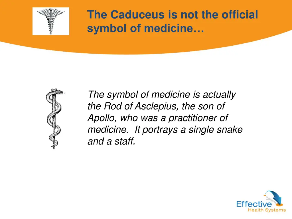 the caduceus is not the official symbol