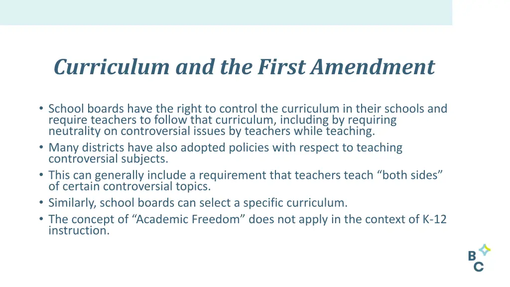 curriculum and the first amendment