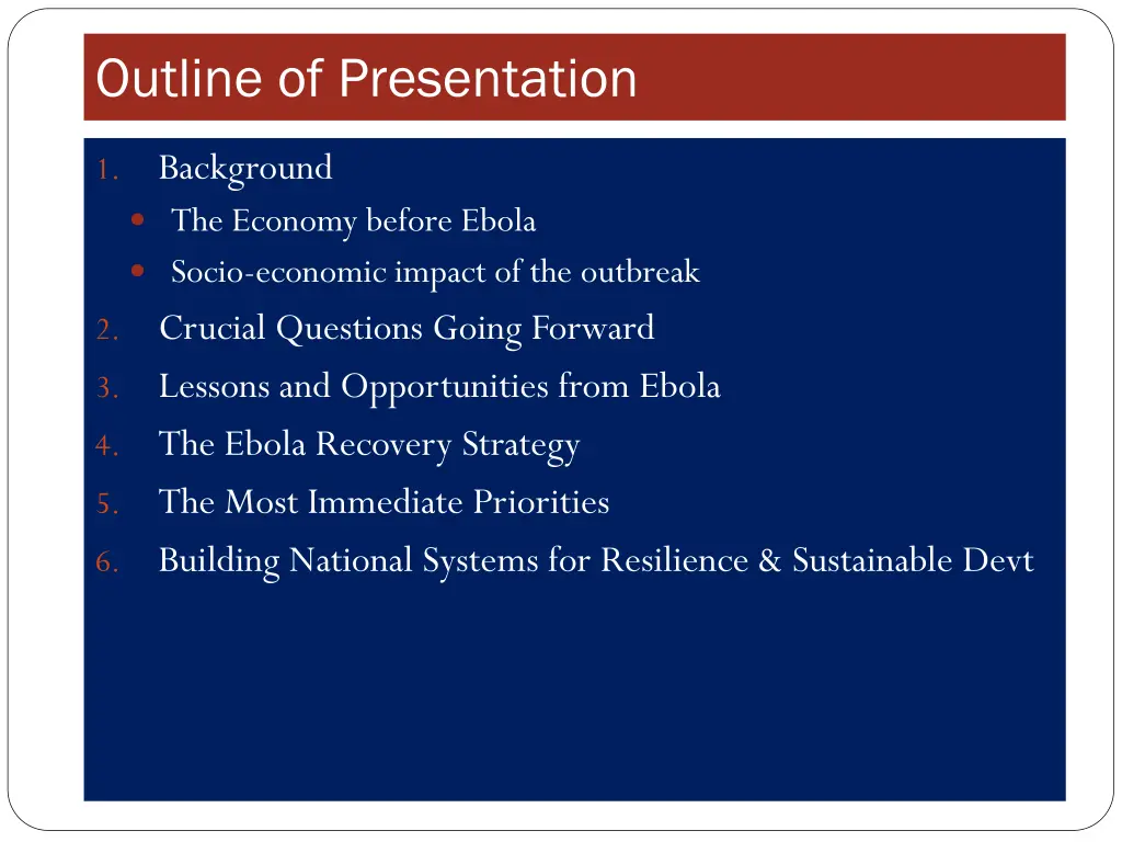 outline of presentation